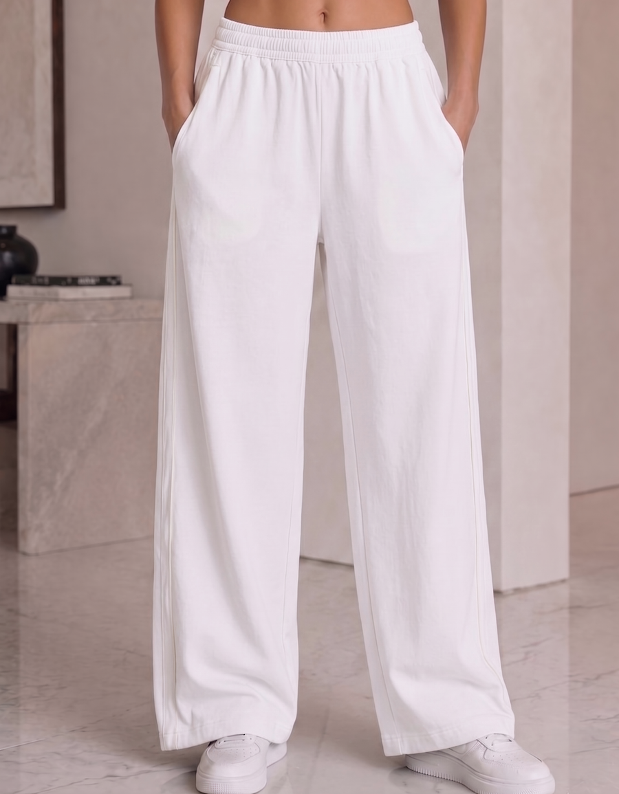 Pants Deportivo con Franja Lateral color Blanco