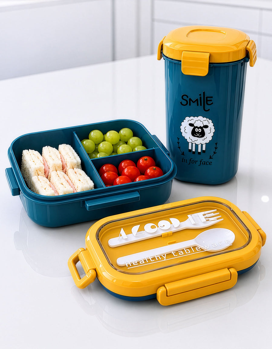 Set Contenedor de Comida y Vaso · Lonchera Escolar color Azul