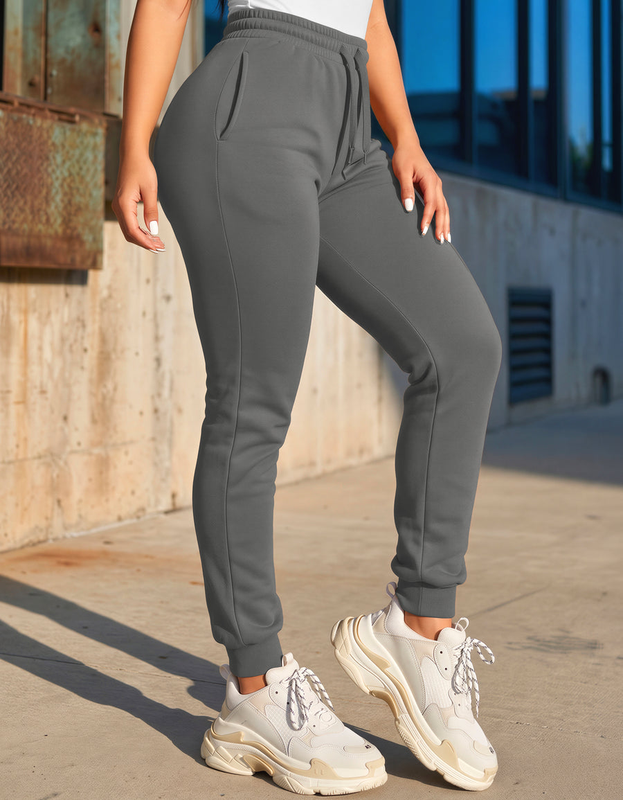 Pants Jogger Mujer Fleece con Bolsillos color Gris Oxford