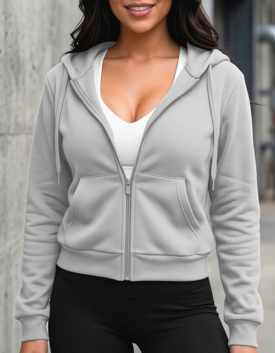 Sudadera Mujer Cuello Redondo Fleece color Gris Jaspe