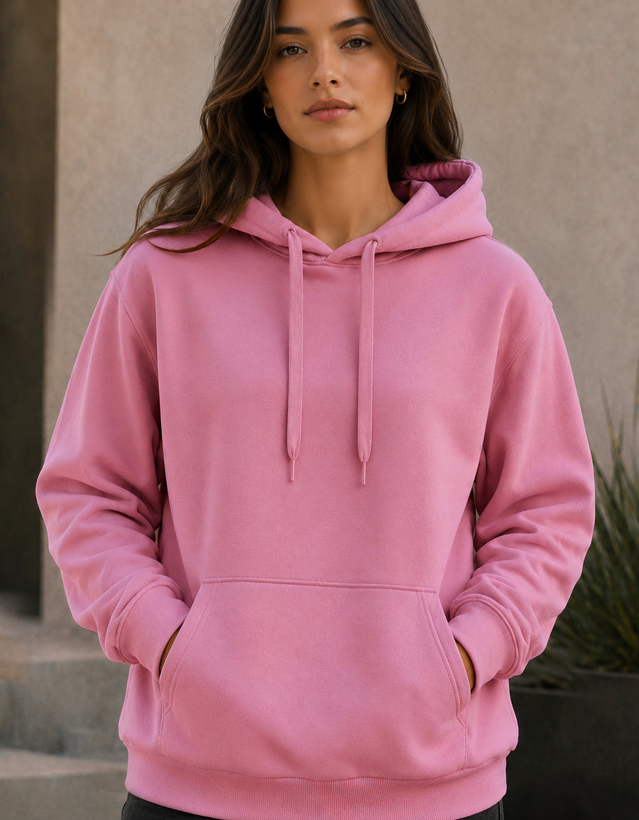 Sudadera Mujer Hoodie con Capucha Fleece · Bolsillo Canguro color Rosa
