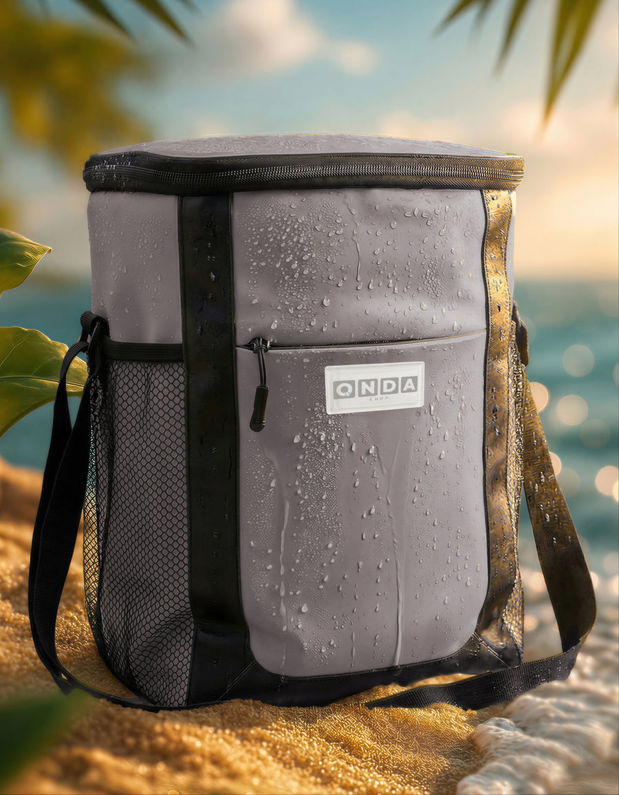 Bolsa Térmica Cooler con Bolsillos de Malla 22 × 15 × 32 cm color Gris