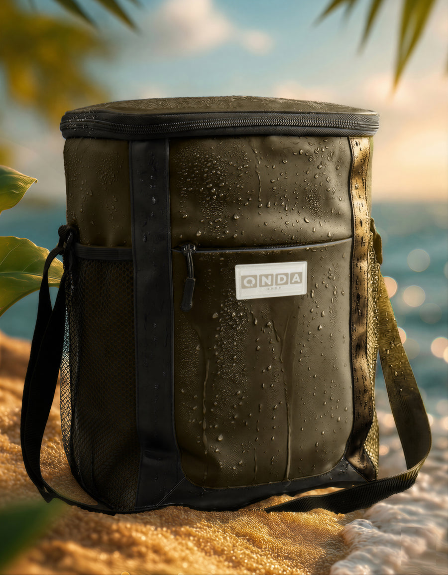 Bolsa Térmica Cooler con Bolsillos de Malla 22 × 15 × 32 cm color Verde Militar
