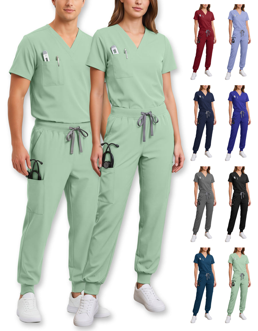 Uniforme Médico 2 Piezas Filipina y Pantalón · Unisex color Verde Claro