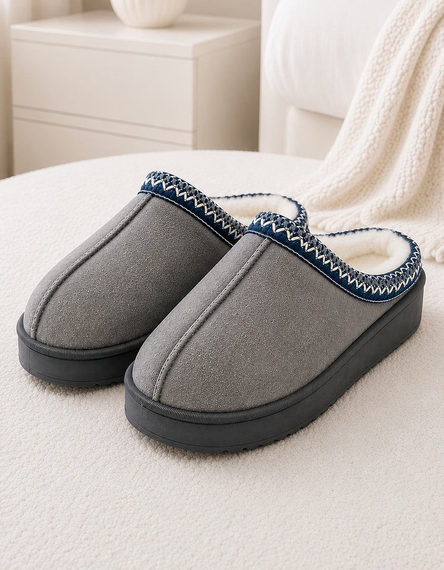 Pantuflas Cerradas Suaves Antiderrapantes color Gris