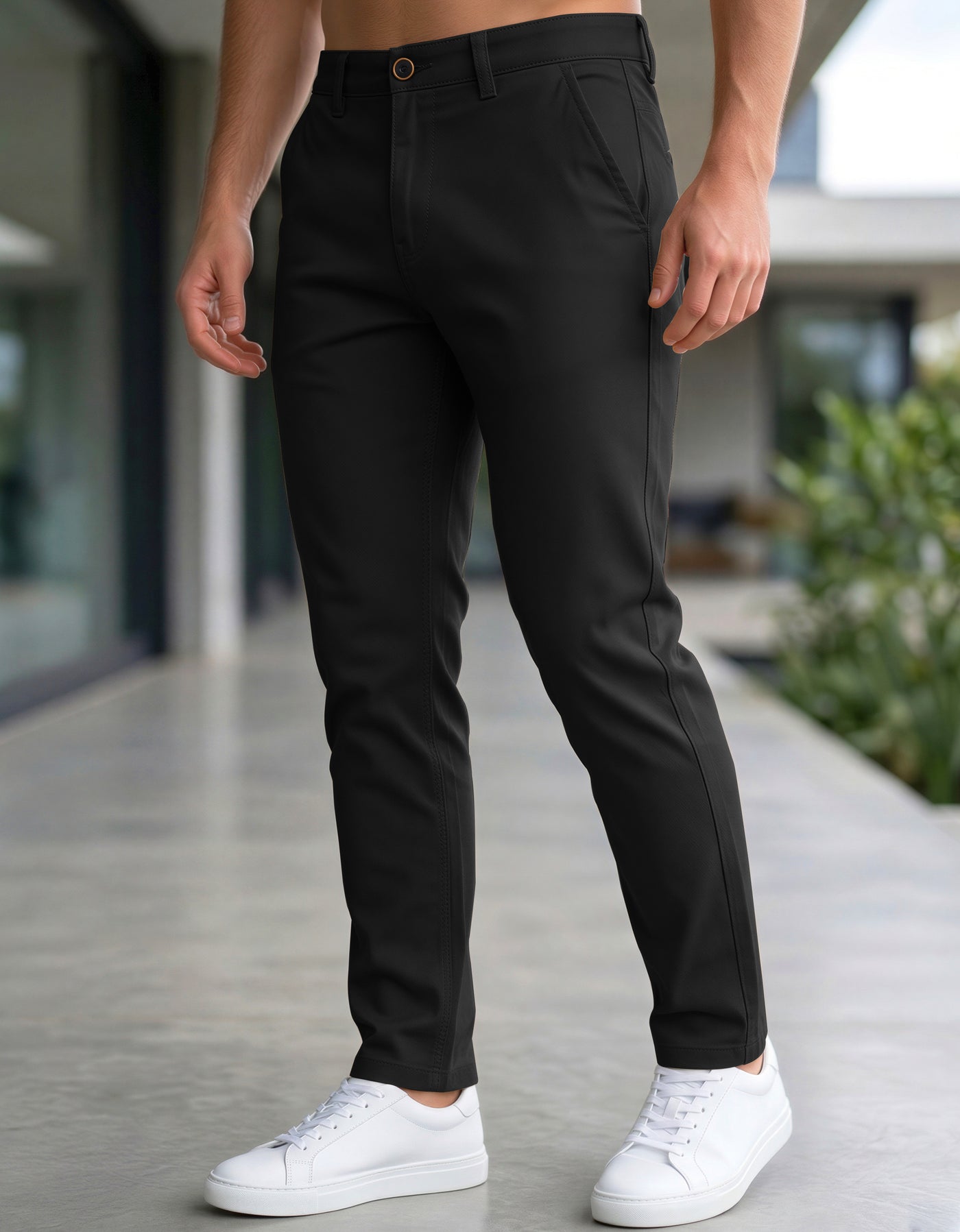 Pantalón Gabardina Stretch Slim Fit Hombre color Negro