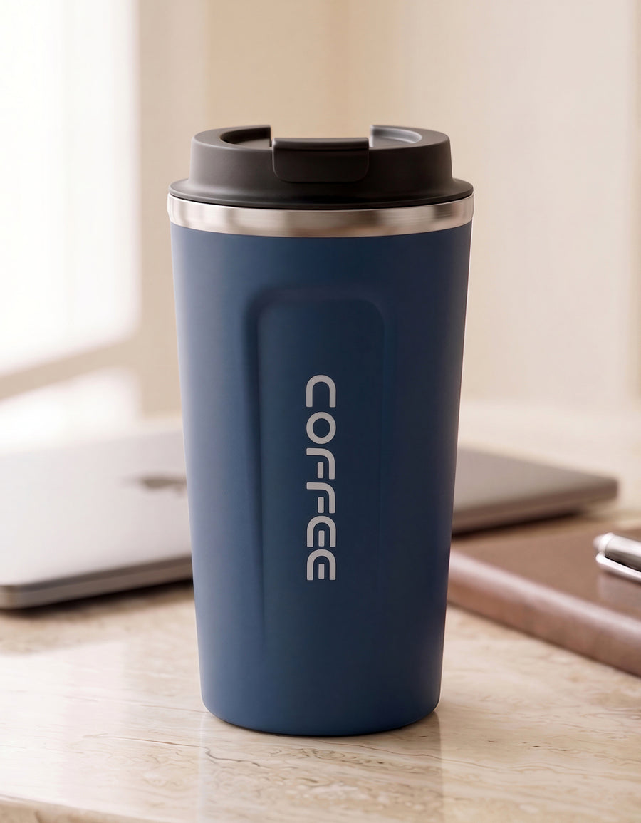 Taza Térmica para Café 510 ml con Tapa color Azul Marino