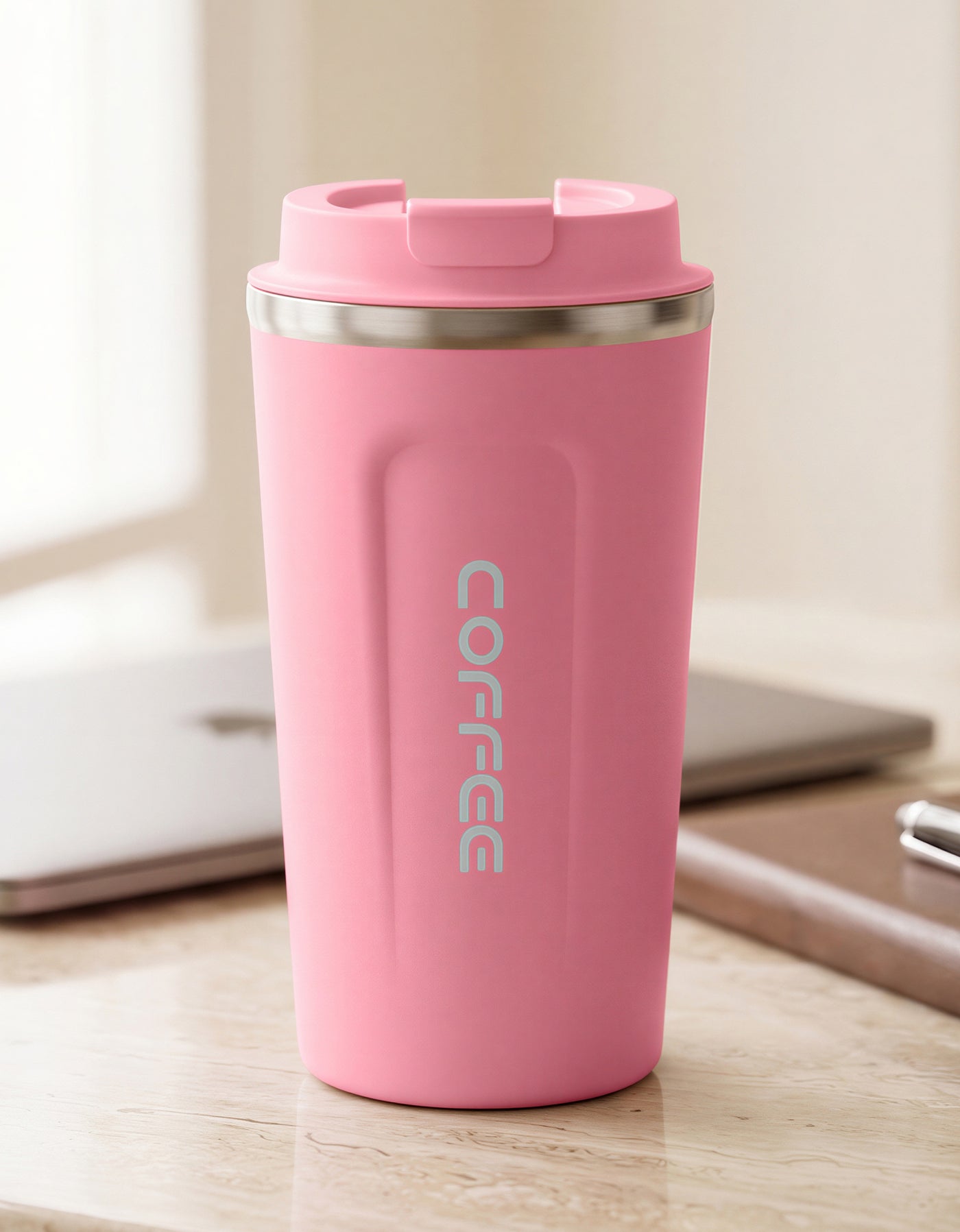 Taza Térmica para Café 510 ml con Tapa color Rosa