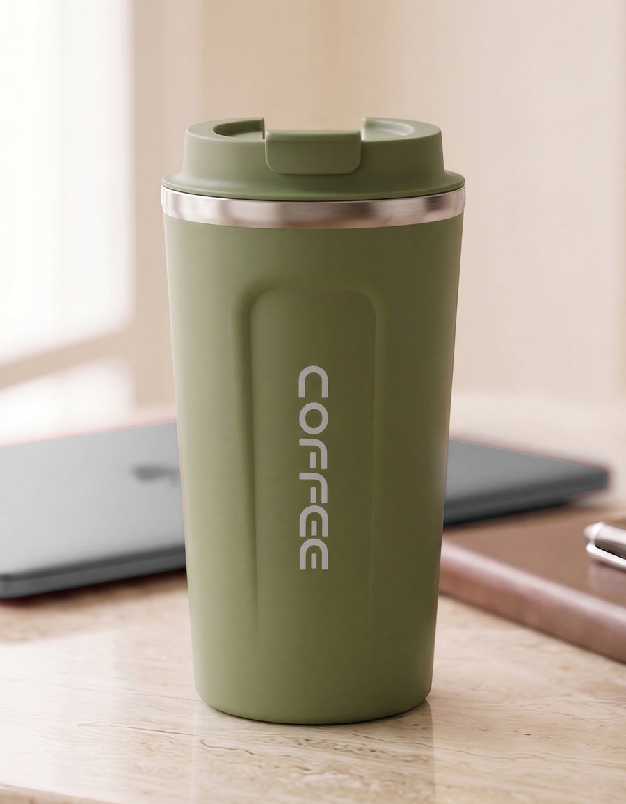 Taza Térmica para Café 510 ml con Tapa color Verde Militar