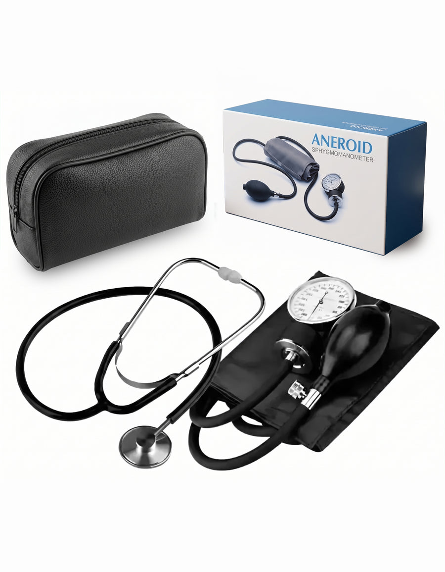 Baumanómetro Aneroide con Estetoscopio · Kit de Presión Arterial color Negro
