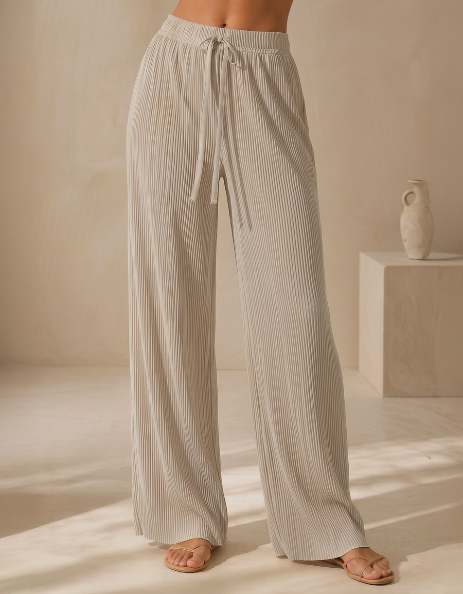 Pantalón Mujer Pierna Ancha Casual color Beige