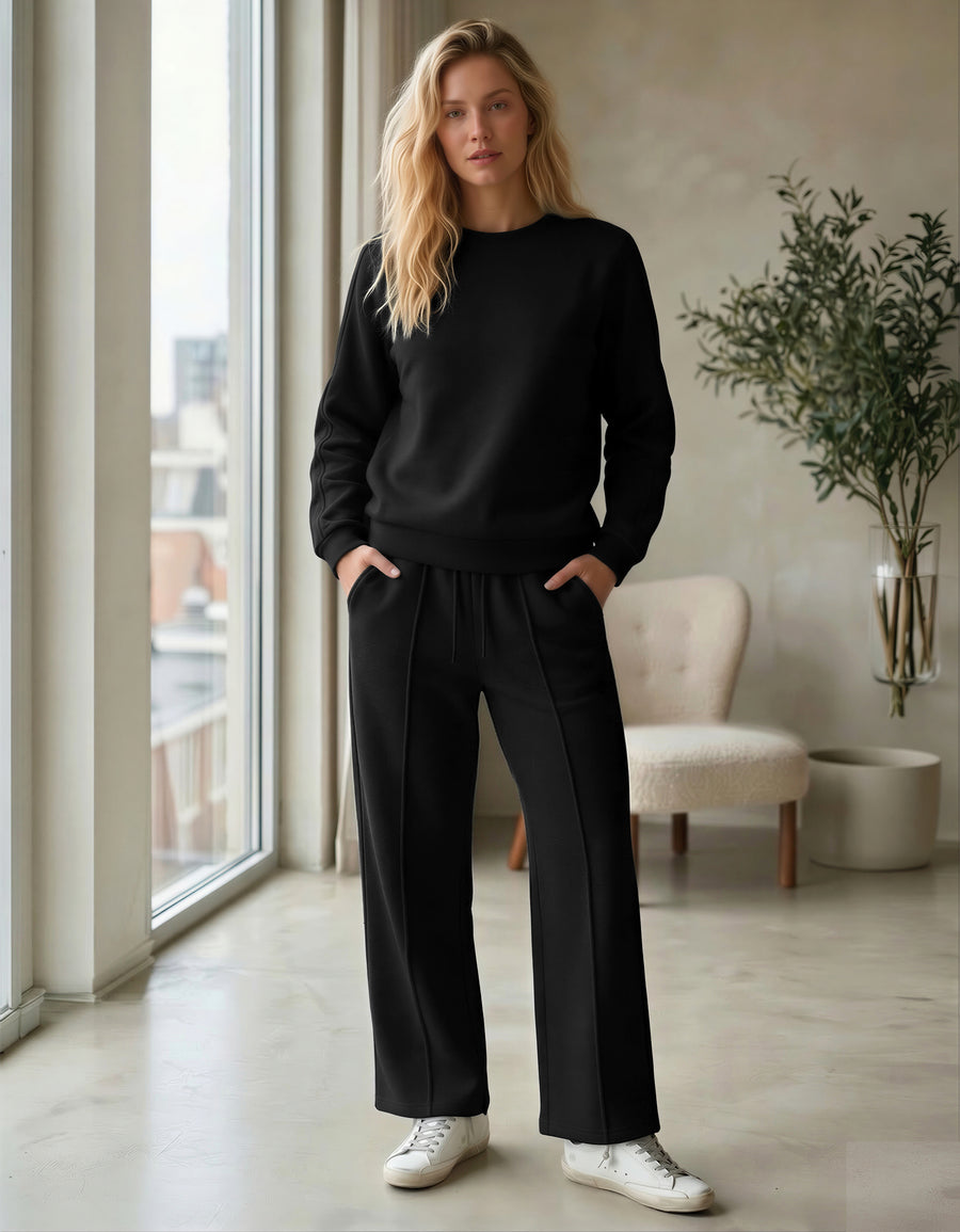 Conjunto Mujer Sudadera y Pants 2 Piezas color Negro