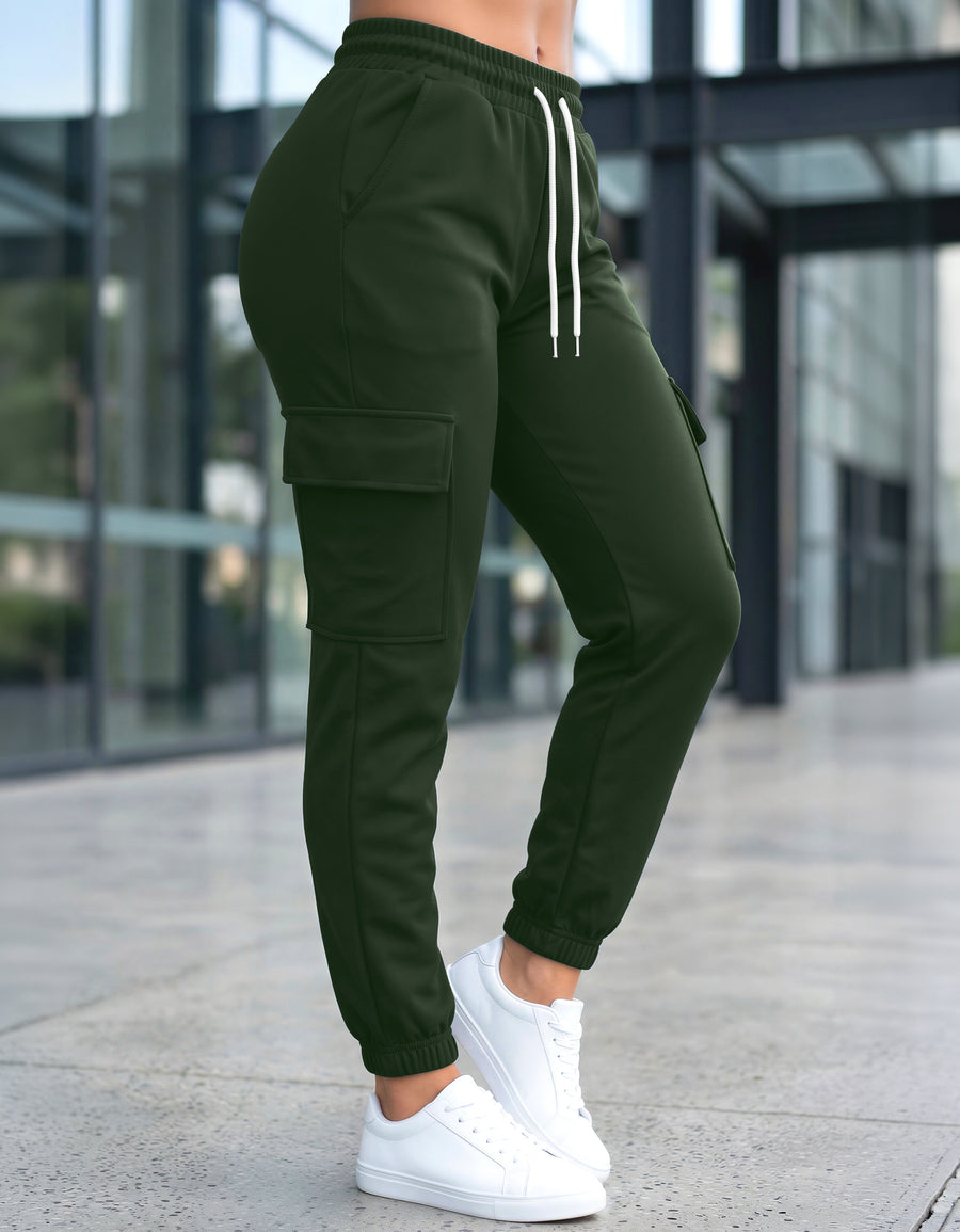 Pants Deportivo Mujer para Gym y Casual color Verde Militar ·2