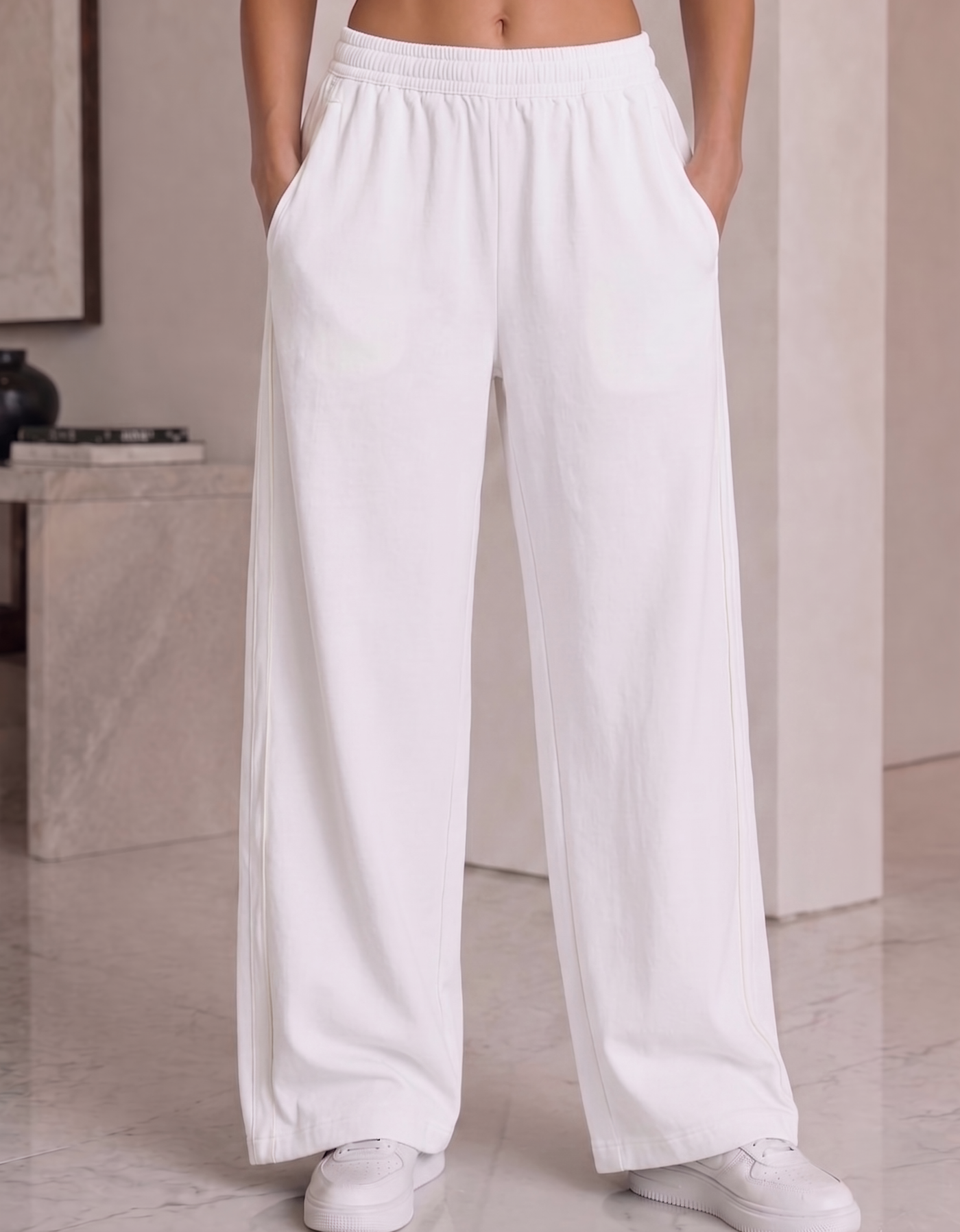 Pants Deportivo con Franja Lateral color Blanco