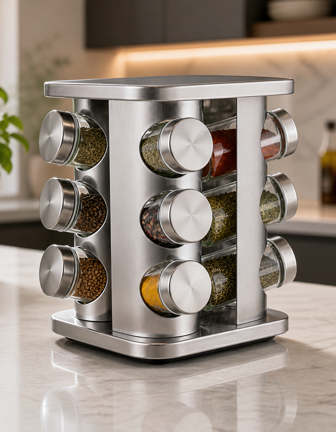 Especiero Organizador de Cocina en Acero 50 × 19 × 57 cm color Acero