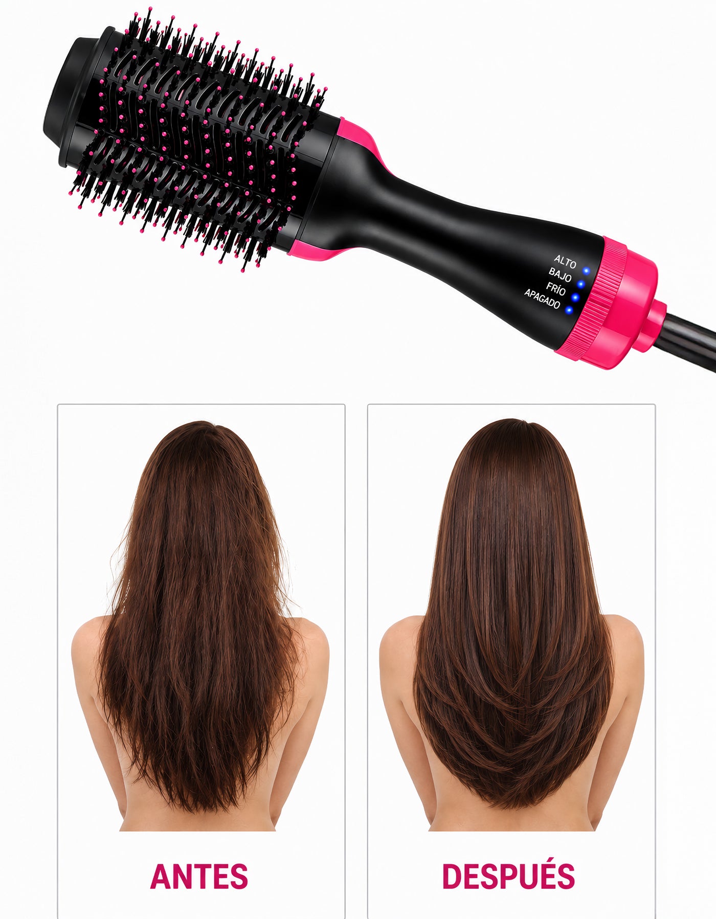 Cepillo Estilizador Secador para Cabello color Negro