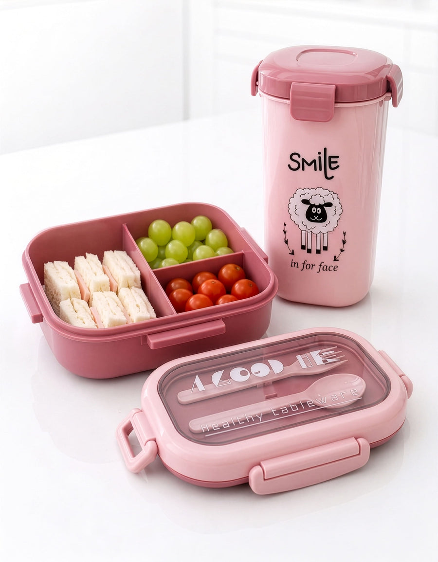 Set Contenedor de Comida y Vaso · Lonchera Escolar color Rosa