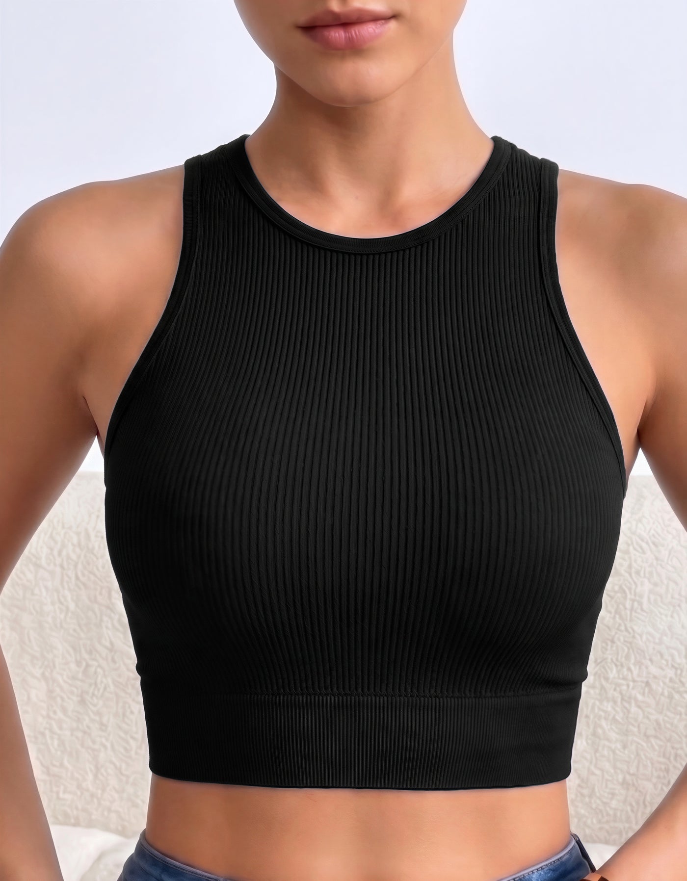 Top Mujer Tirantes Acanalado color Negro