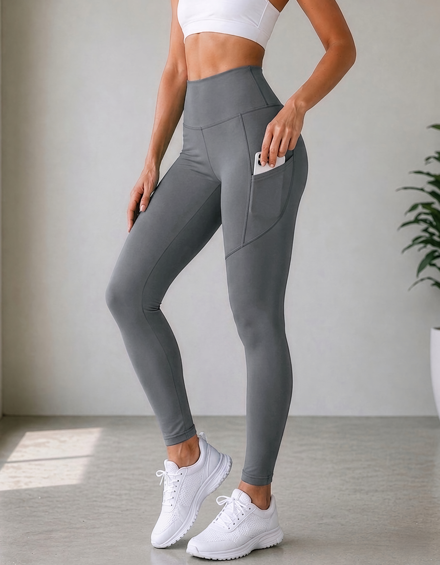 Leggings Deportivos Mujer Tiro Alto color Gris