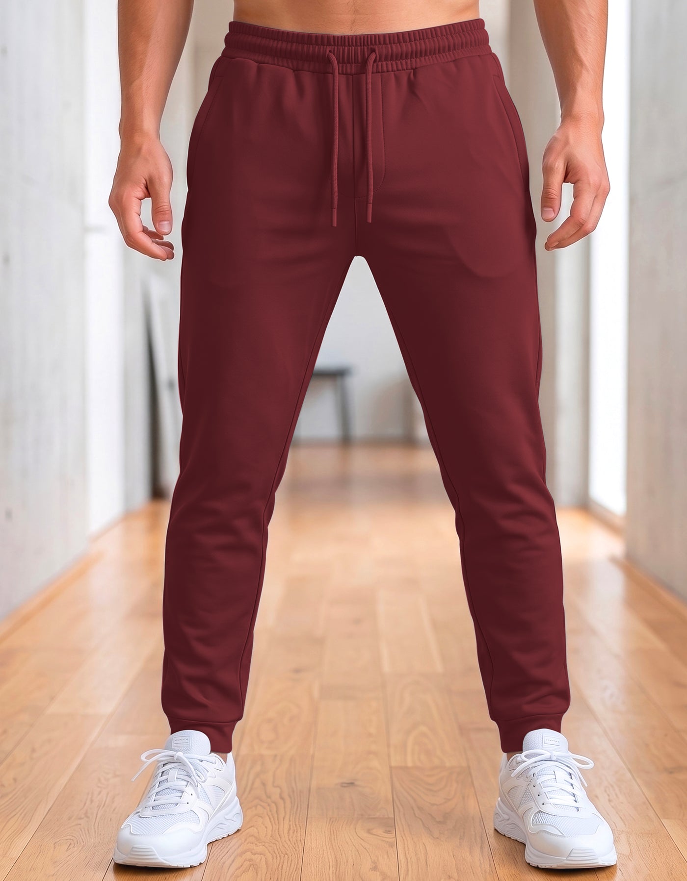Pants Jogger Hombre Fleece con Bolsillos color Vino