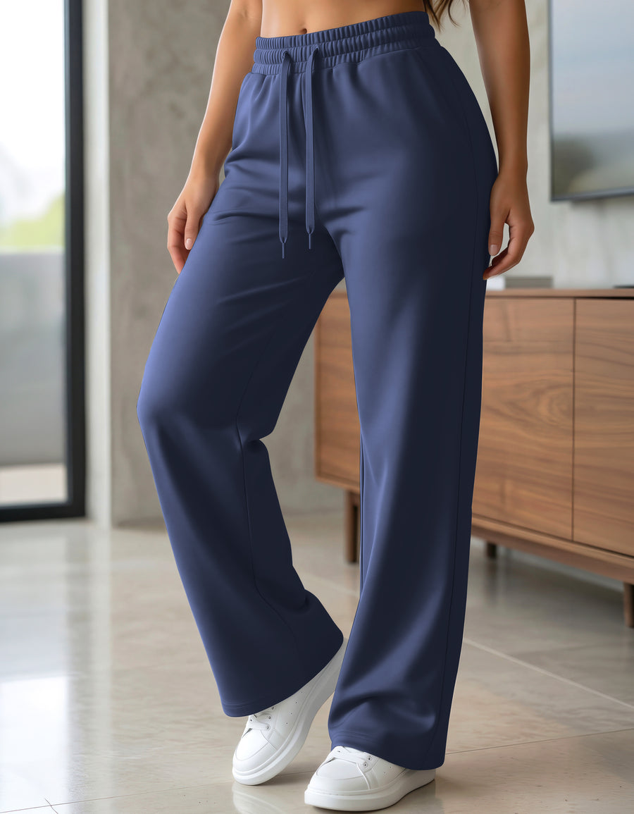 Pants Recto Mujer Fleece Corte Cómodo color Azul Marino