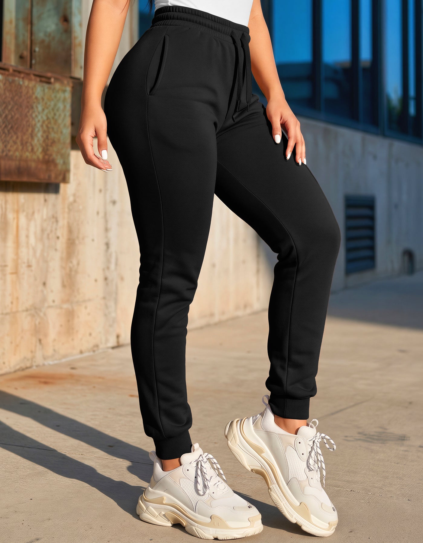 Pants Jogger Mujer Fleece con Bolsillos color Negro