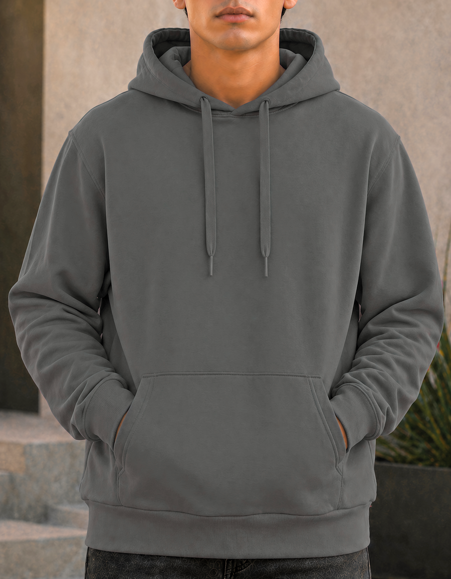 Sudadera Hombre Hoodie con Capucha Fleece · Bolsillo Canguro color Gris Oxford