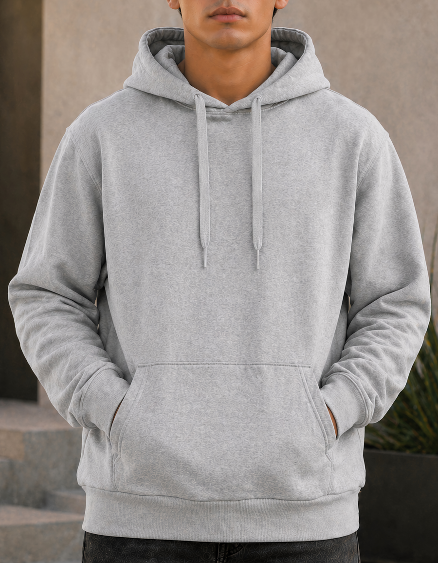 Sudadera Hombre Hoodie con Capucha Fleece · Bolsillo Canguro color Gris Jaspe