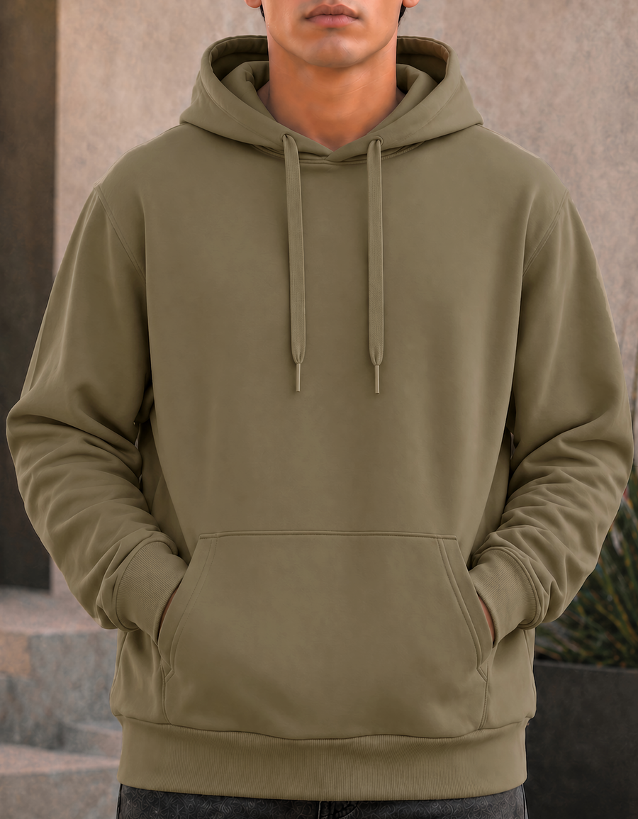 Sudadera Hombre Hoodie con Capucha Fleece · Bolsillo Canguro color Taupe