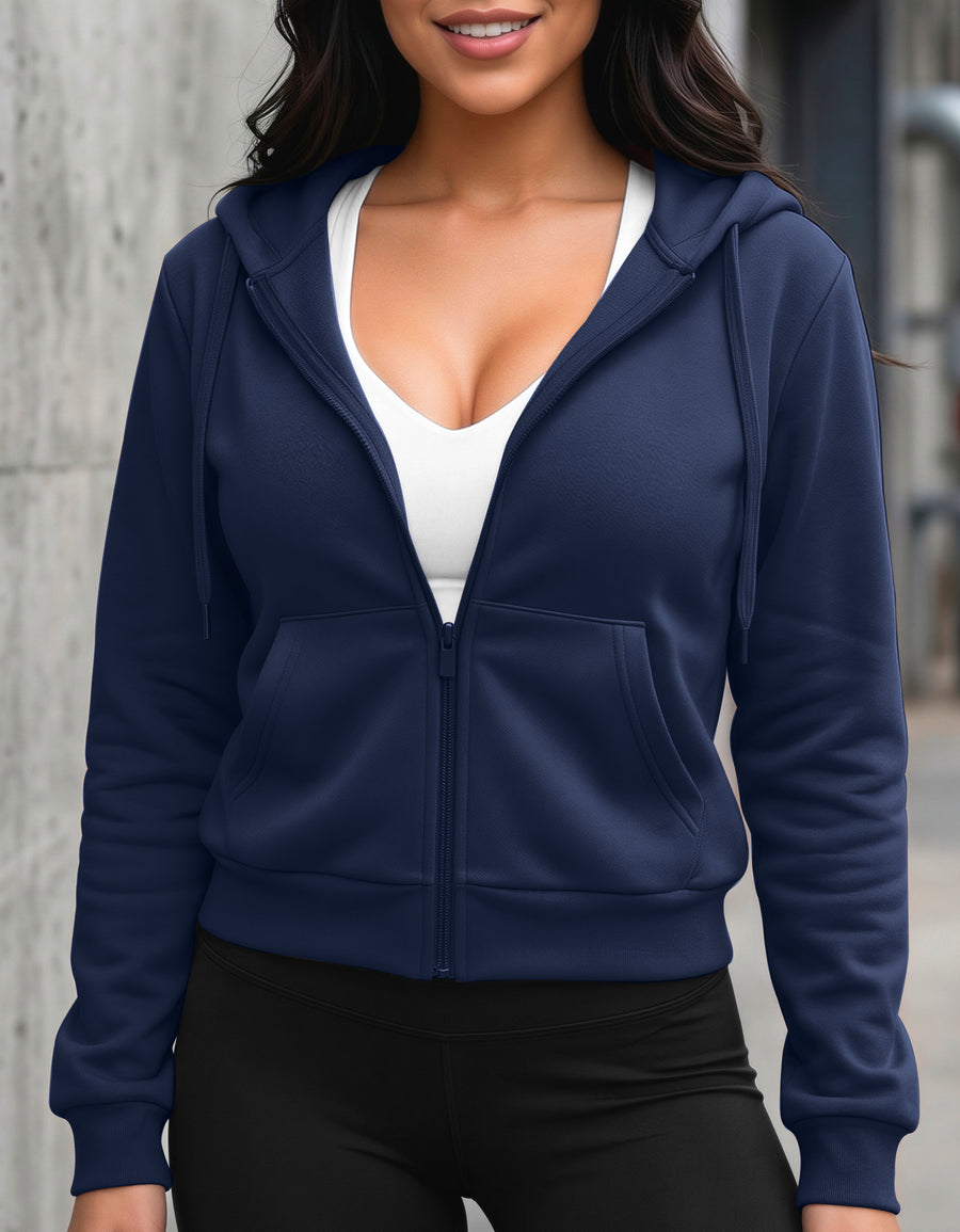 Sudadera Mujer Cuello Redondo Fleece color Azul Marino