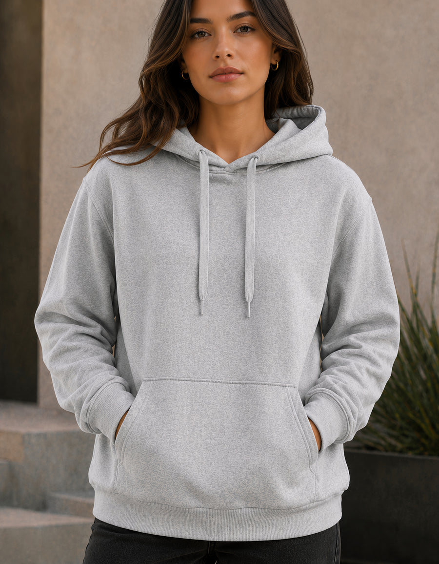 Sudadera Mujer Hoodie con Capucha Fleece · Bolsillo Canguro color Gris Jaspe
