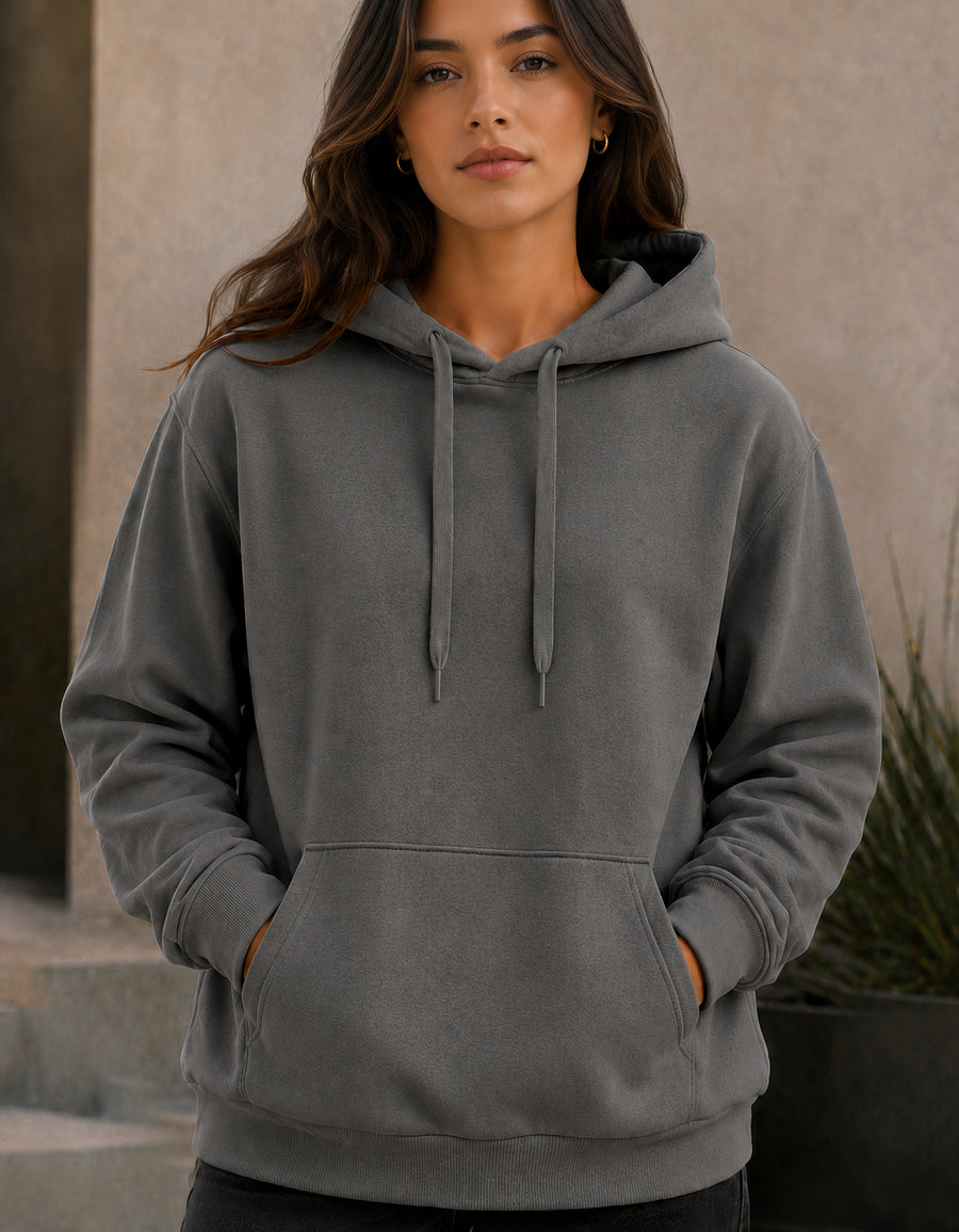 Sudadera Mujer Hoodie con Capucha Fleece · Bolsillo Canguro color Gris Oxford
