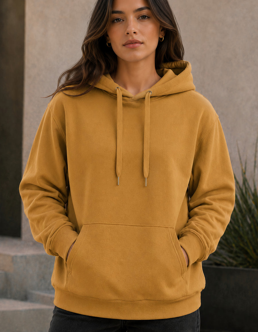 Sudadera Mujer Hoodie con Capucha Fleece · Bolsillo Canguro color Khaki