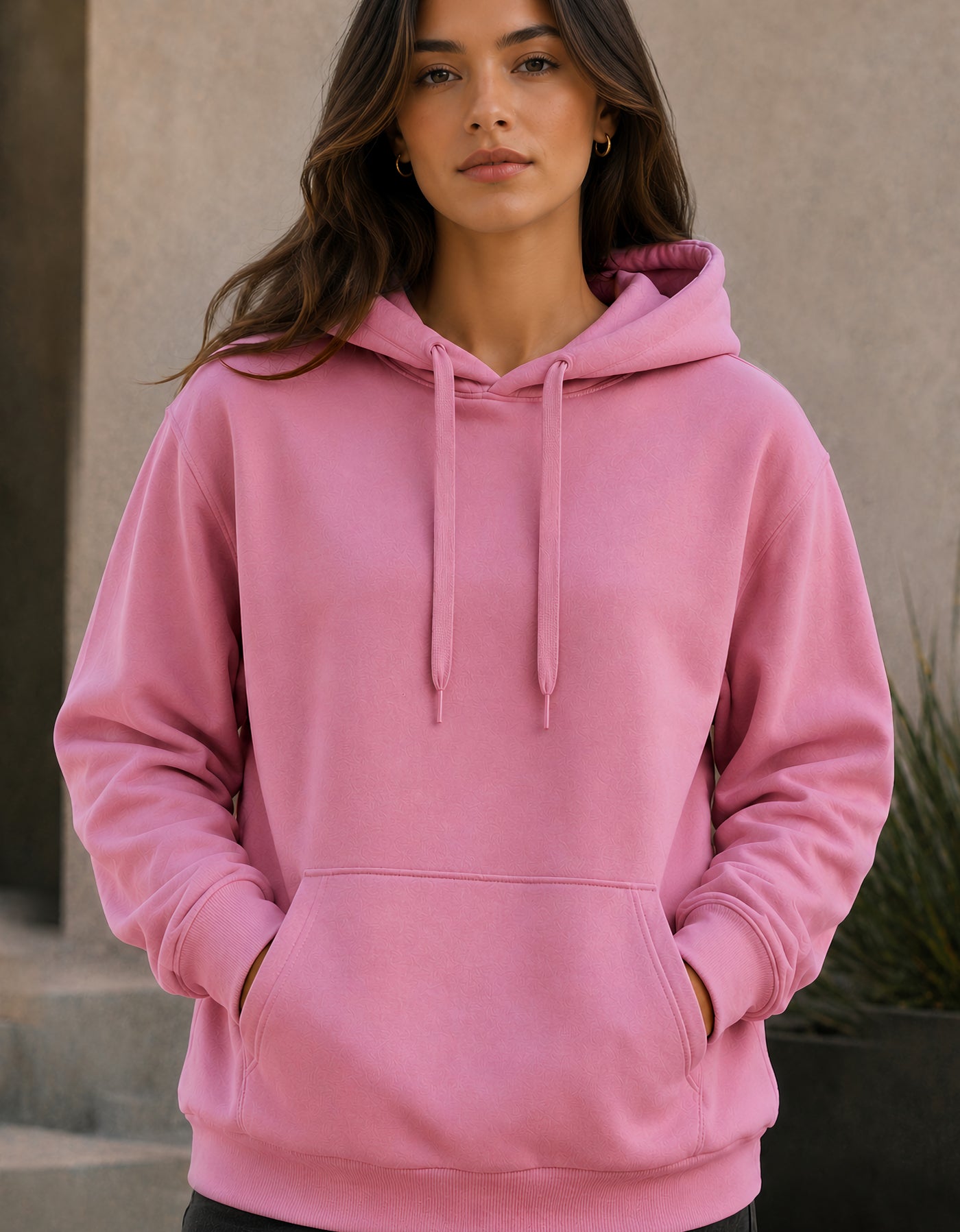 Sudadera Mujer Hoodie con Capucha Fleece · Bolsillo Canguro color Rosa