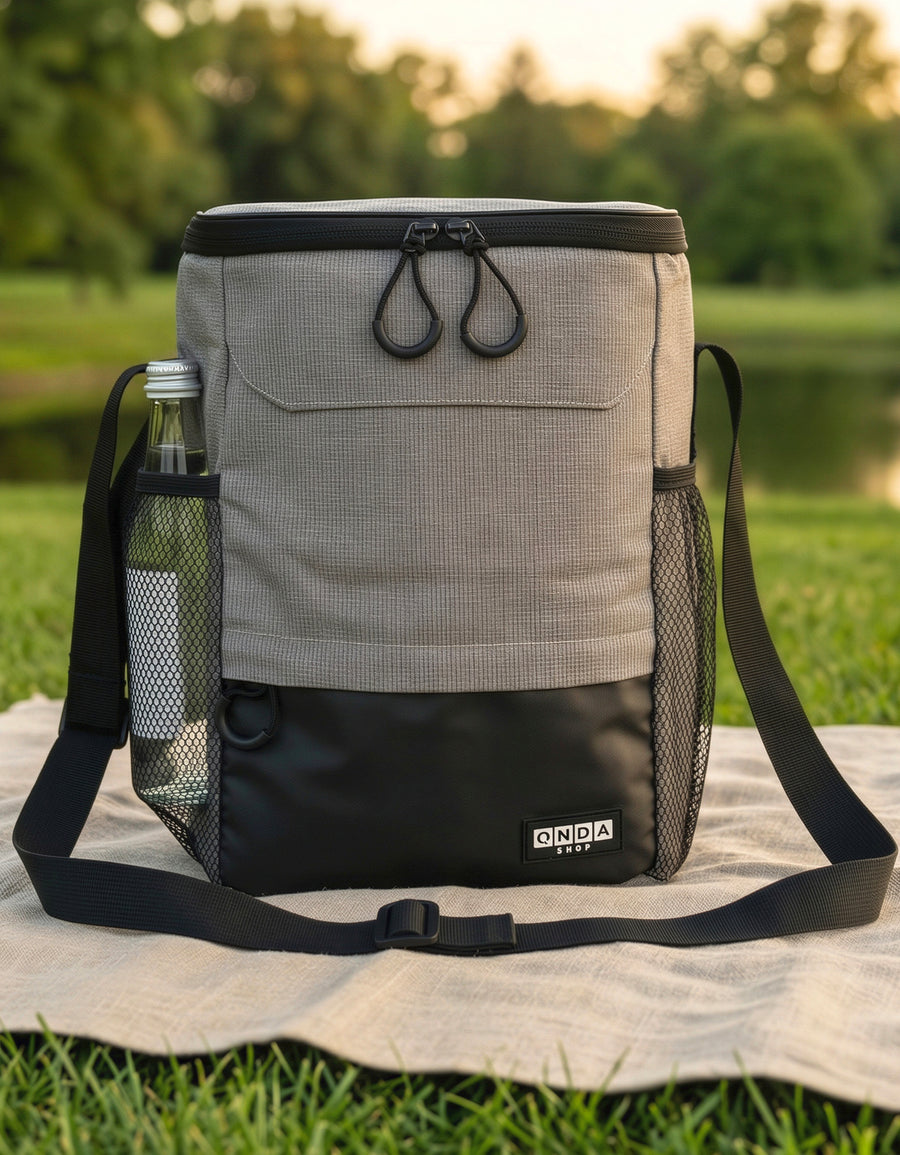 Bolsa Térmica Cooler con Bolsillo Frontal color Gris Oxford