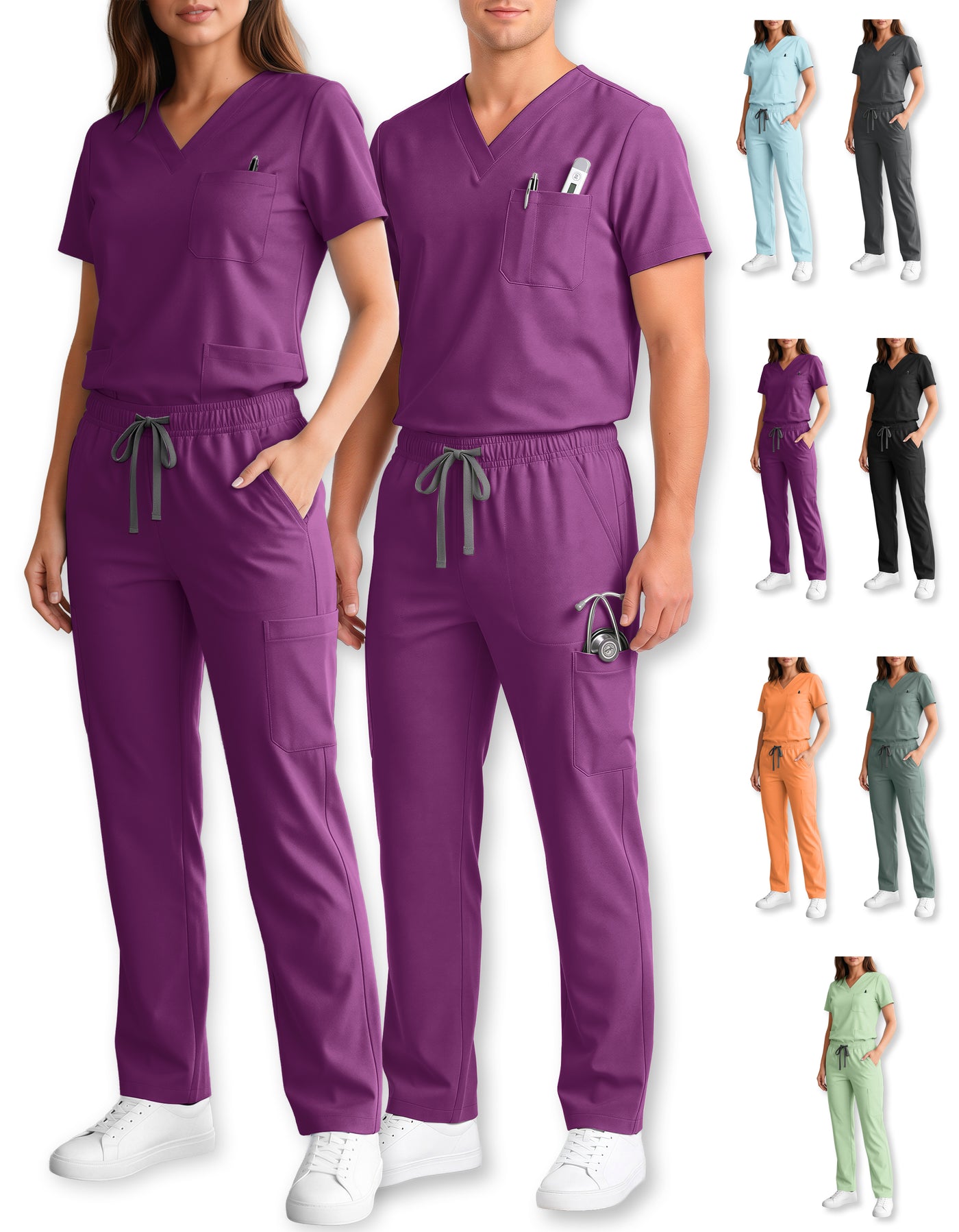 Uniforme Médico 2 Piezas Filipina y Pantalón · Unisex color Morado