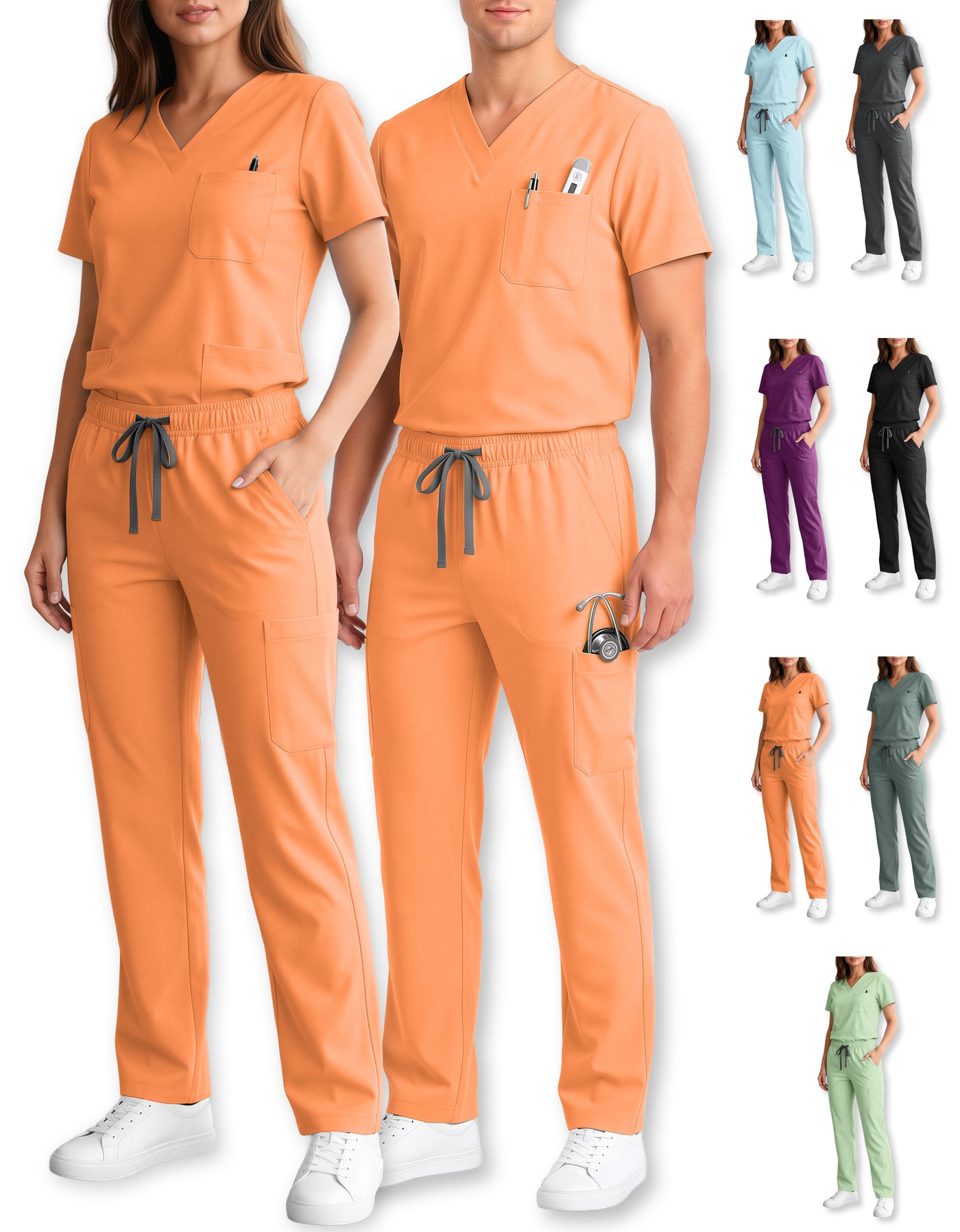 Uniforme Médico 2 Piezas Filipina y Pantalón · Unisex color Naranja