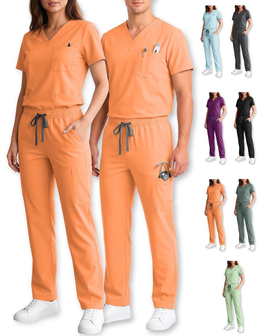 Uniforme Médico 2 Piezas Filipina y Pantalón · Unisex color Naranja