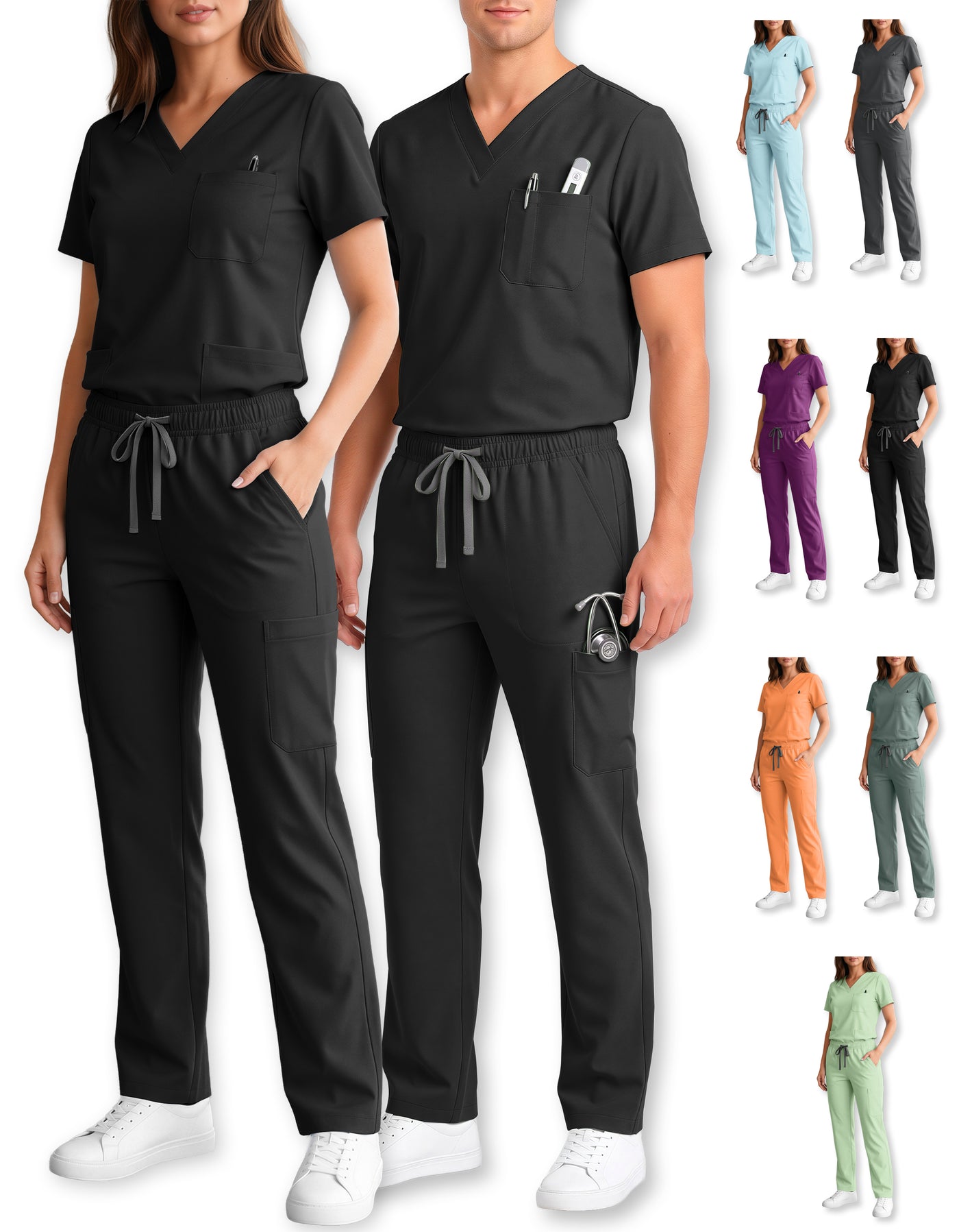 Uniforme Médico 2 Piezas Filipina y Pantalón · Unisex color Negro