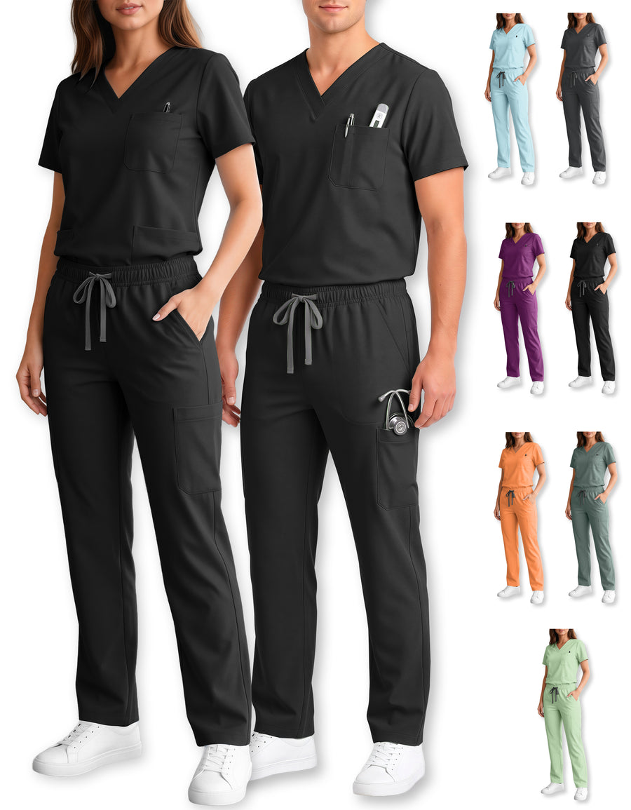 Uniforme Médico 2 Piezas Filipina y Pantalón · Unisex color Negro