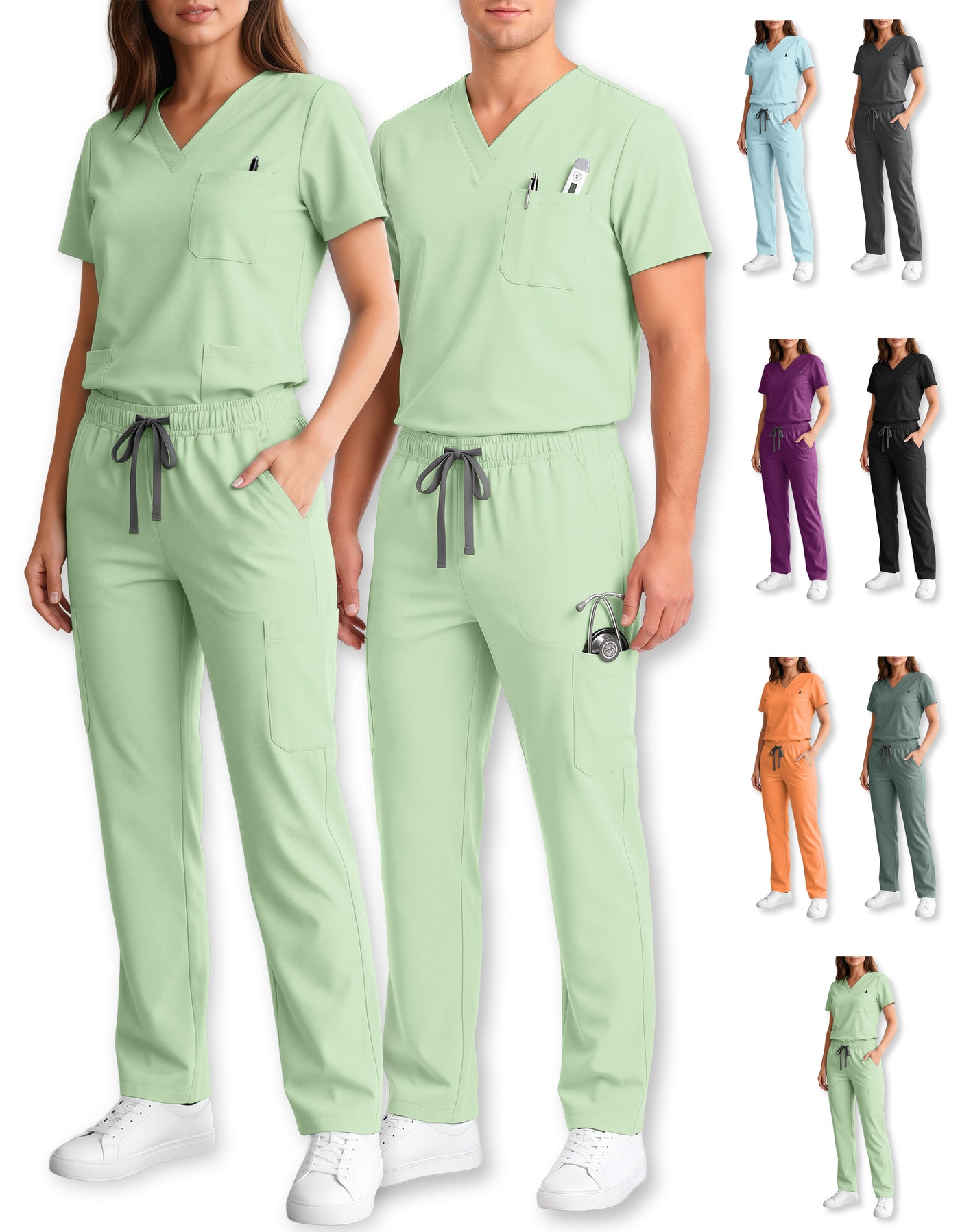 Uniforme Médico 2 Piezas Filipina y Pantalón · Unisex color Verde Claro