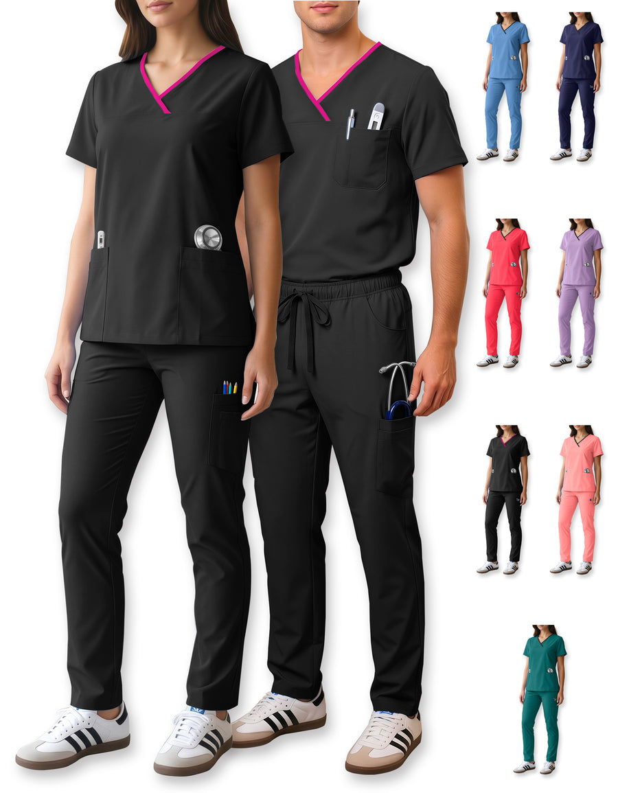 Uniforme Médico 2 Piezas Filipina y Pantalón · Unisex color Negro ·2