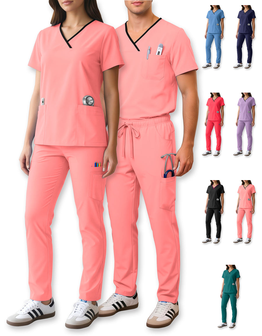 Uniforme Médico 2 Piezas Filipina y Pantalón · Unisex color Rosa Claro