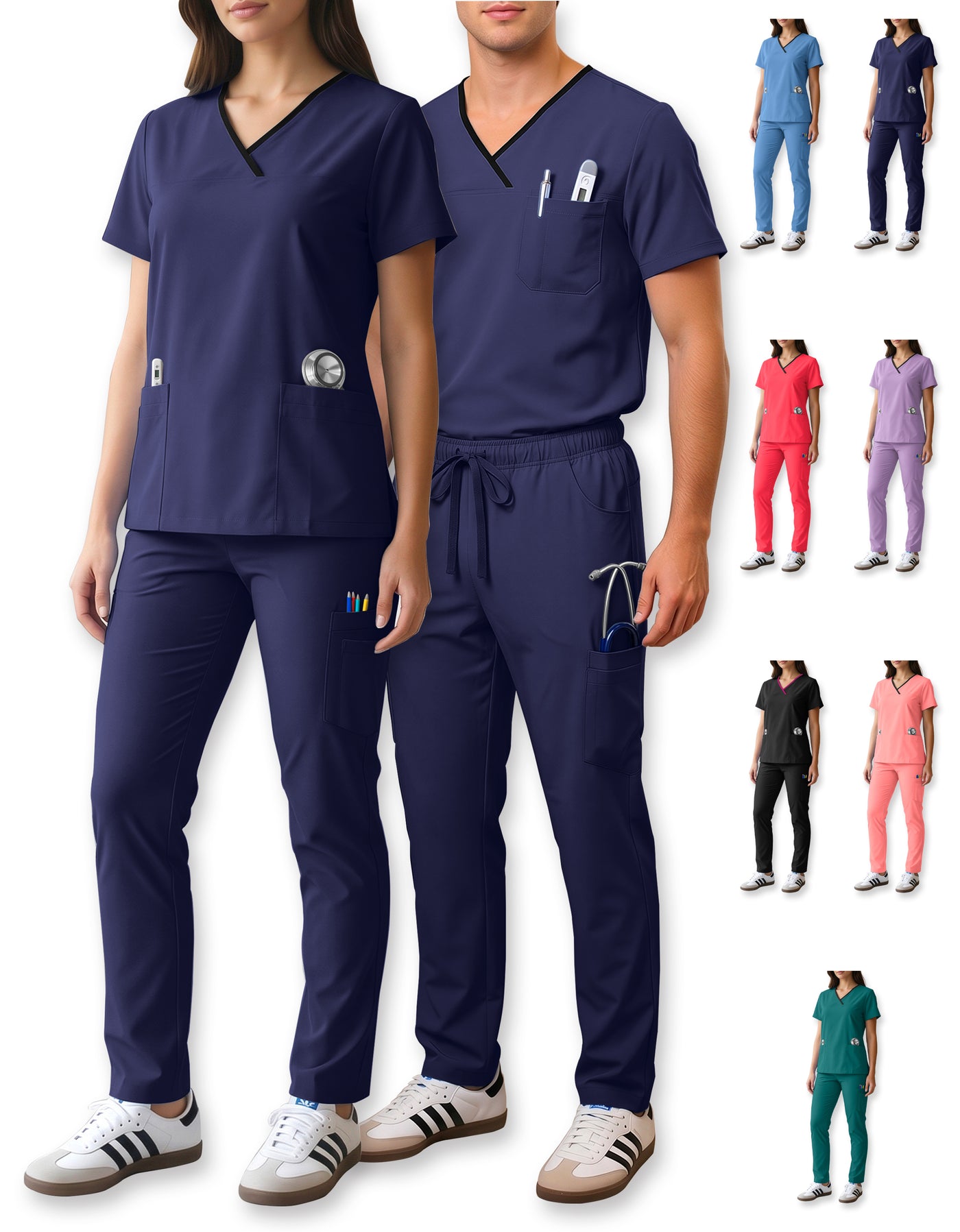 Uniforme Médico 2 Piezas Filipina y Pantalón · Unisex color Azul Marino