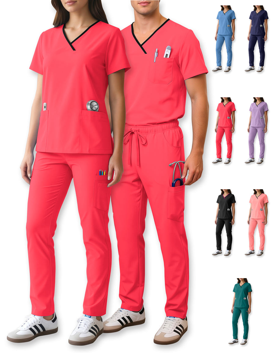 Uniforme Médico 2 Piezas Filipina y Pantalón · Unisex color Fiusha