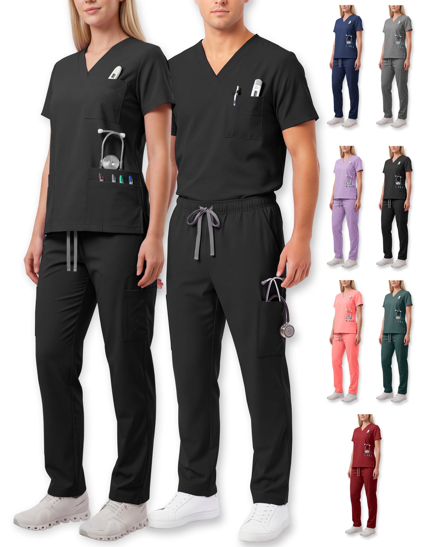 Uniforme Médico 2 Piezas Filipina y Pantalón · Unisex color Negro ·3