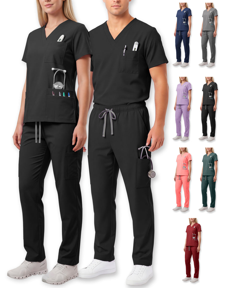Uniforme Médico 2 Piezas Filipina y Pantalón · Unisex color Negro ·3