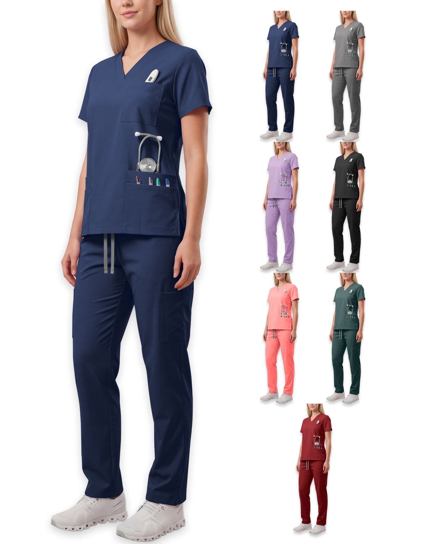 Uniforme Médico 2 Piezas Filipina y Pantalón · Unisex color Azul Marino ·2