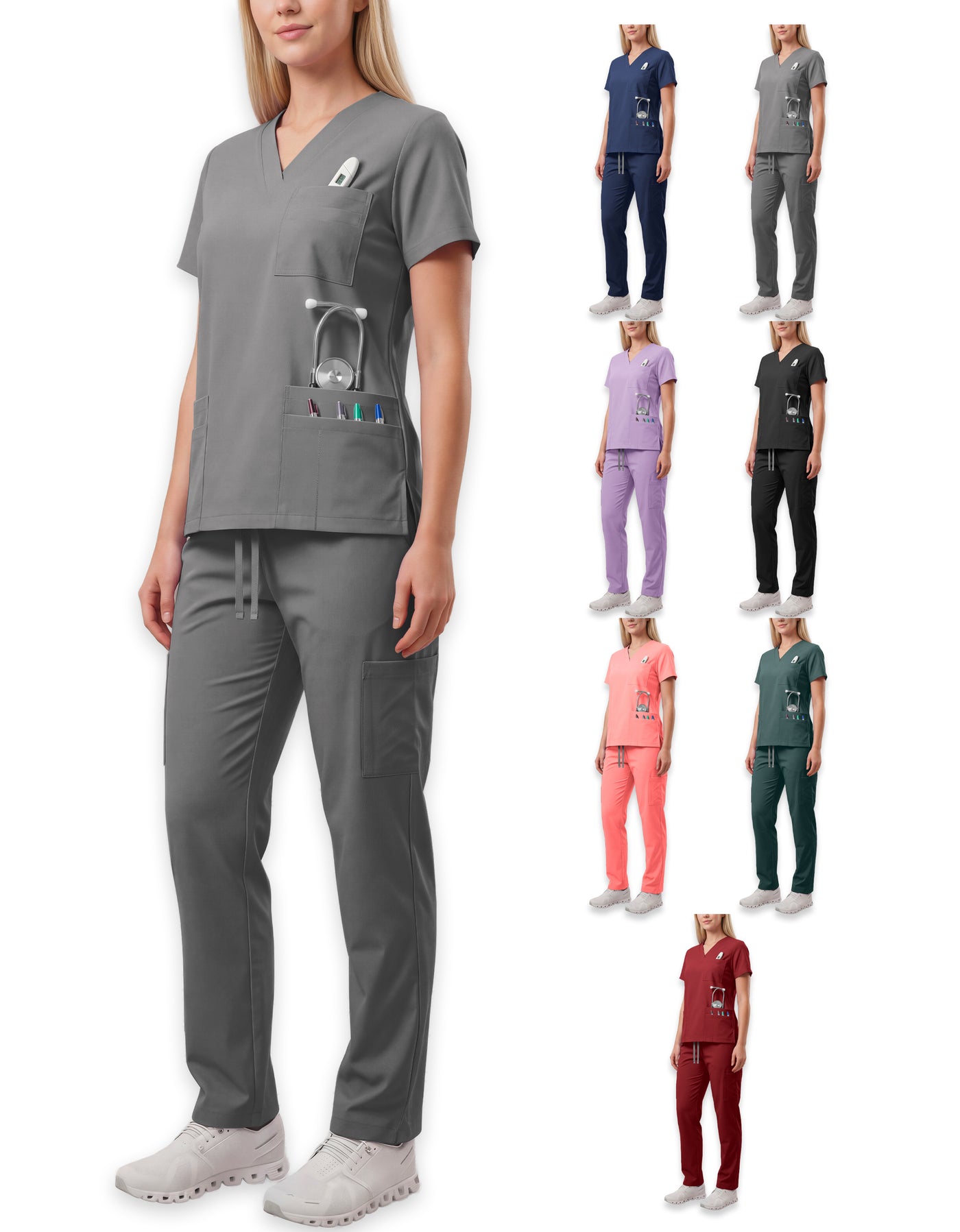 Uniforme Médico 2 Piezas Filipina y Pantalón · Unisex color Gris