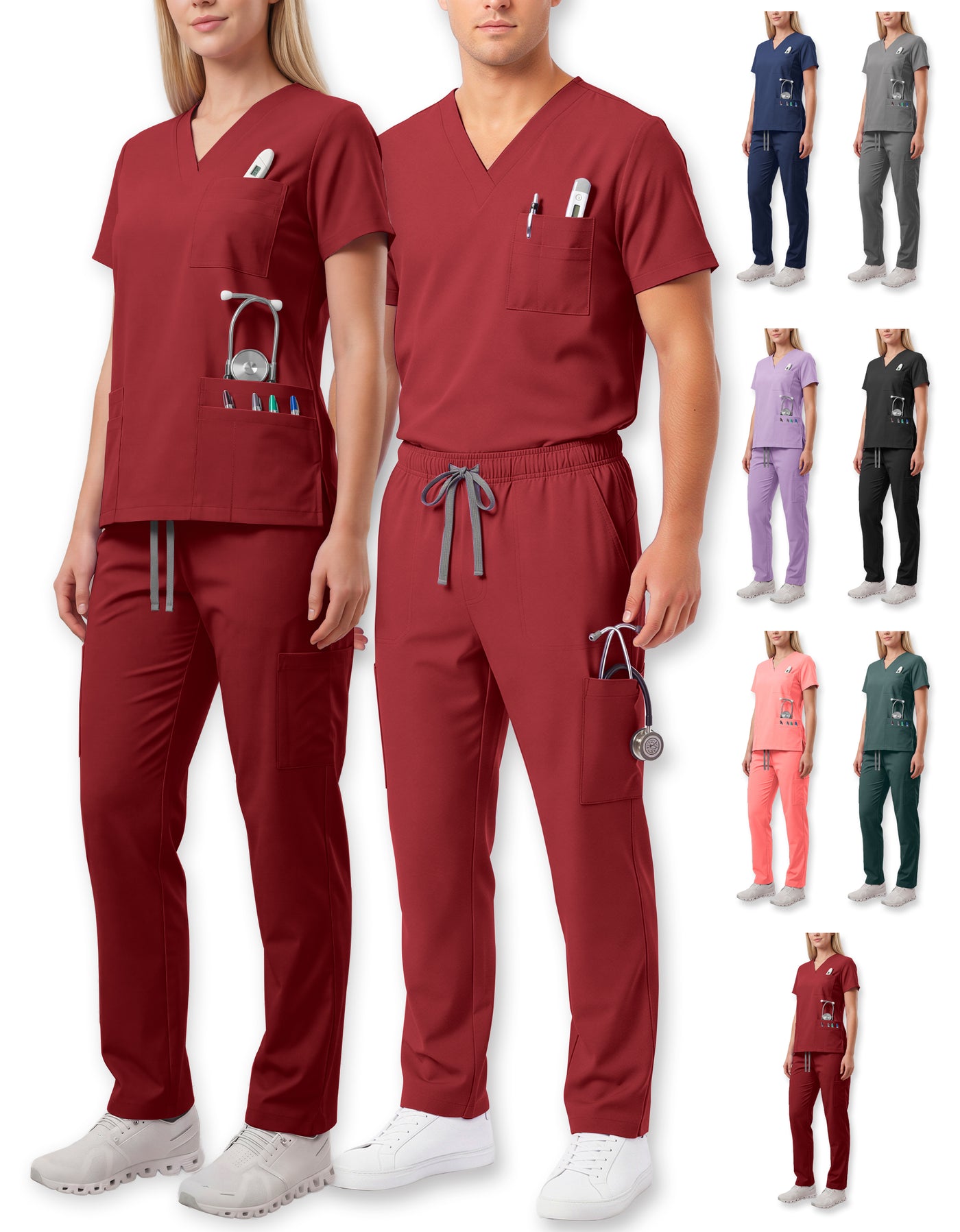 Uniforme Médico 2 Piezas Filipina y Pantalón · Unisex color Burdeos